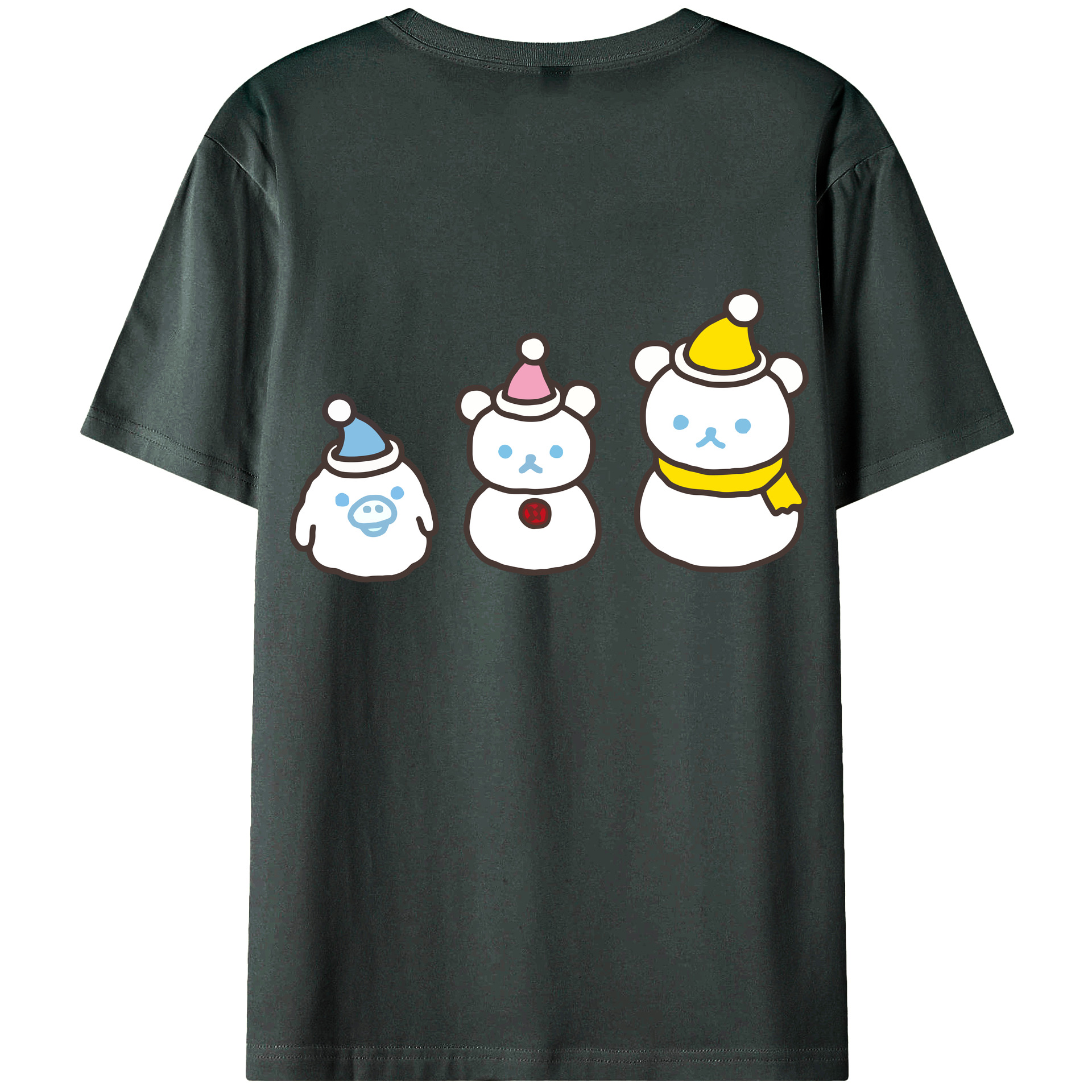 （画像用） リラックマ リラックマ キイロイトリ Rilakkuma Korilakkuma Kiiroitori 綿100％ メンズ半袖Tシャツ（バックプリント） 通気性